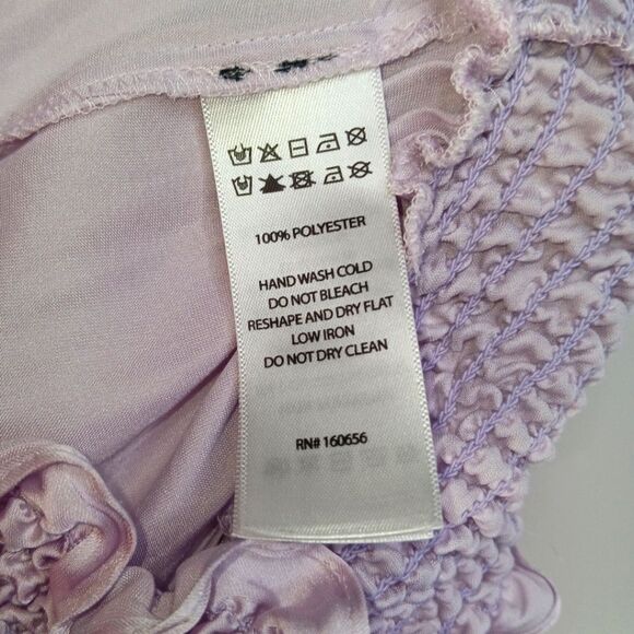 SINCERELY JULES Women’s Lavender Ruffle Smocked Hem Blouse Medium Romantic Boho - Picture 9 of 9